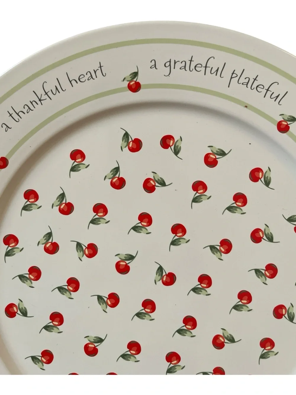 Hallmark Cherry Motif 12” Decorative Serving Plate in Cream and Red